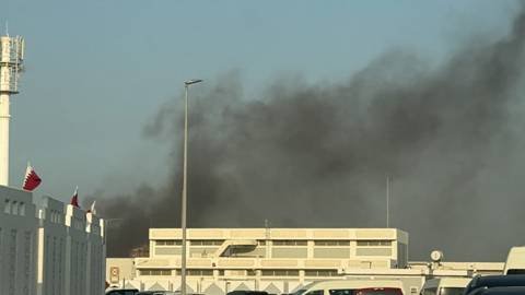 Smoke rises after several blasts were heard in Doha, Qatar, September 9, 2025. 